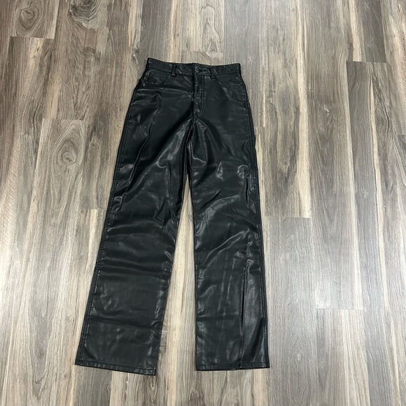 Garage black straight leg leather pants - Picture 4 of 5
